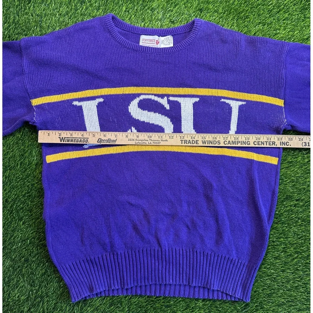 Vintage 1980's LSU TIGERS‎ Cliff Engle Crew Neck Knit Sweater Made in USA Large